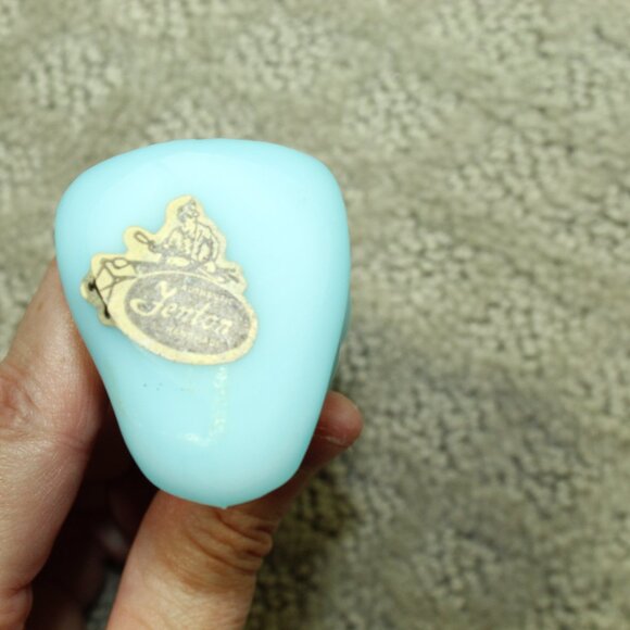 Vintage Fenton 3.75" Satin Blue Glass Praying Boy Figurine with Original Sticker - Picture 5 of 10